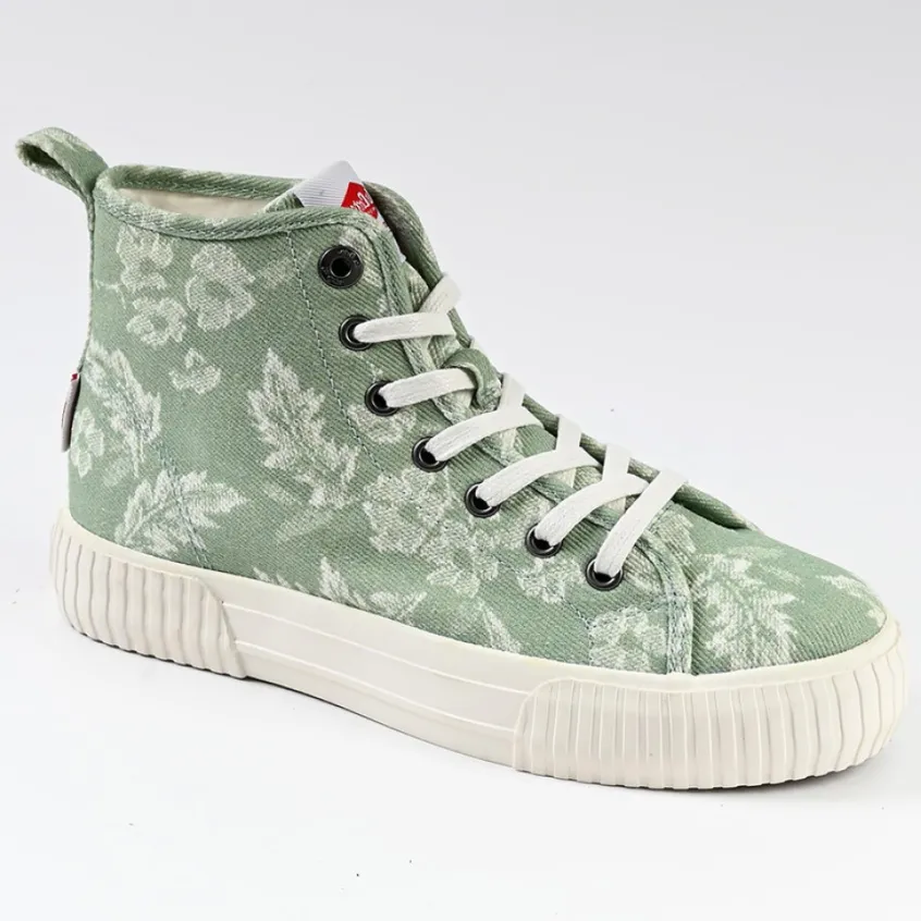 Baskets, Sneakers|LEE COOPER Baskets Femme Vert Imprime Fleuri
