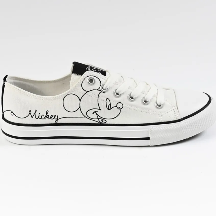 Baskets, Sneakers|MICKEY Baskets Femme En Toile Blanche