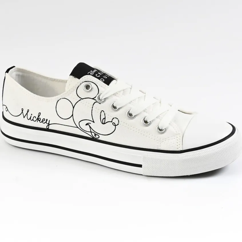 Baskets, Sneakers|MICKEY Baskets Femme En Toile Blanche