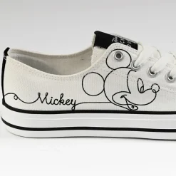 Baskets, Sneakers|MICKEY Baskets Femme En Toile Blanche