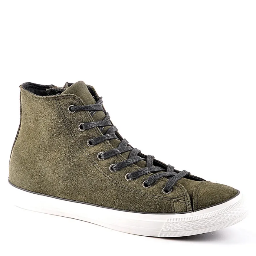 Baskets, Sneakers|CARDIFF Baskets Montantes Aspect Velours Kaki
