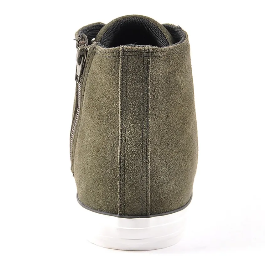Baskets, Sneakers|CARDIFF Baskets Montantes Aspect Velours Kaki