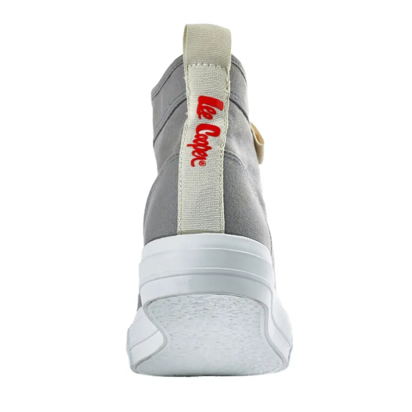 Baskets, Sneakers|LEE COOPER Baskets Montantes Femme En Toile Grise