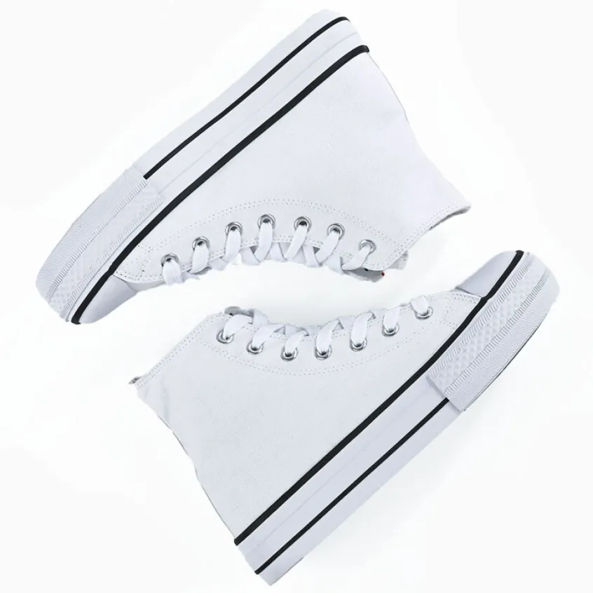 Baskets, Sneakers|STREET LIFE Baskets Montantes Femme En Toile Blanche