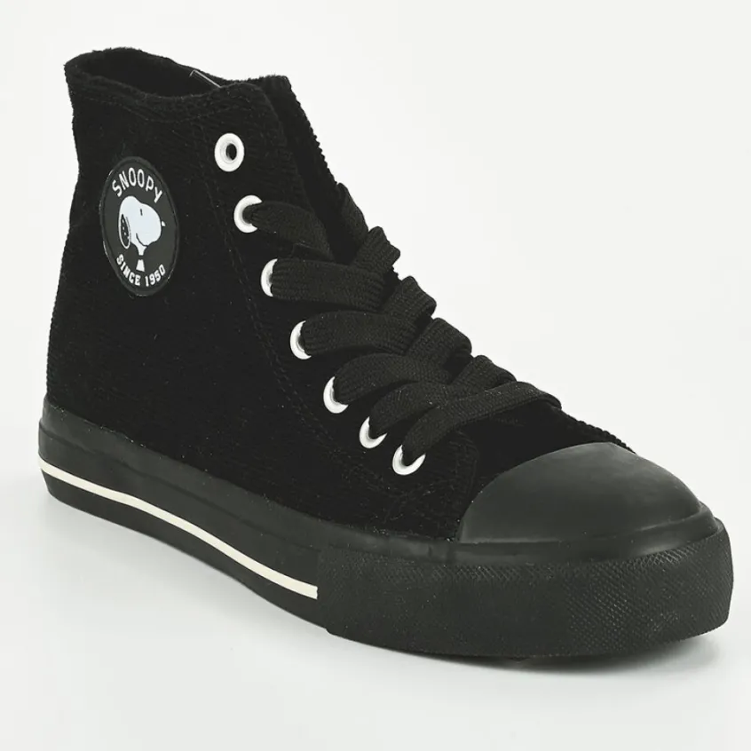 Baskets, Sneakers|SNOOPY Baskets Montantes Femme Noir