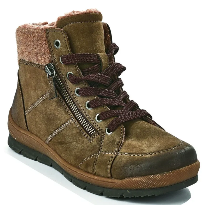 Chaussures Confort|SCALINA Baskets Montantes Femme Kaki