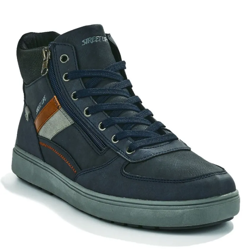 Baskets, Sneakers|STREET LIFE Baskets Montantes Homme Bleu Marine