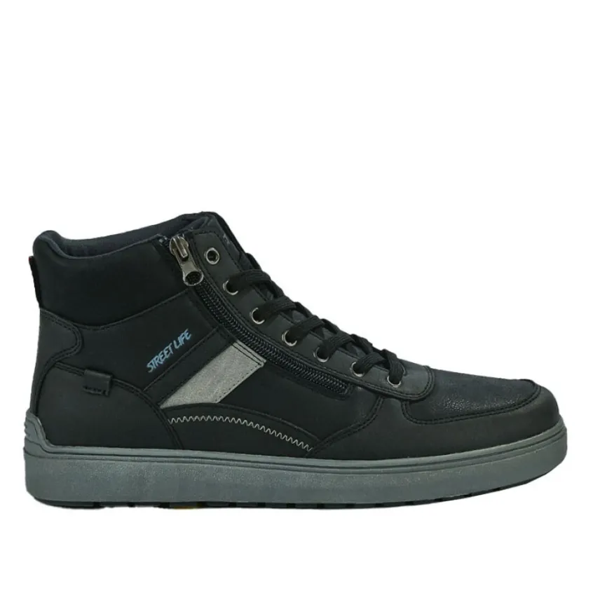 Baskets, Sneakers|STREET LIFE Baskets Montantes Homme Noir