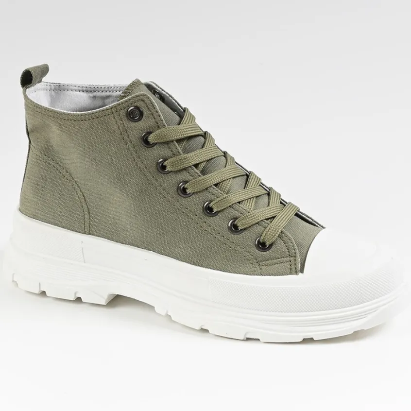 Baskets, Sneakers|STREET LIFE Baskets Plateforme Femme Kaki