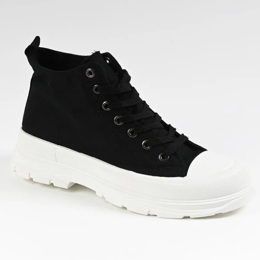 Baskets, Sneakers|STREET LIFE Baskets Plateforme Femme Noir