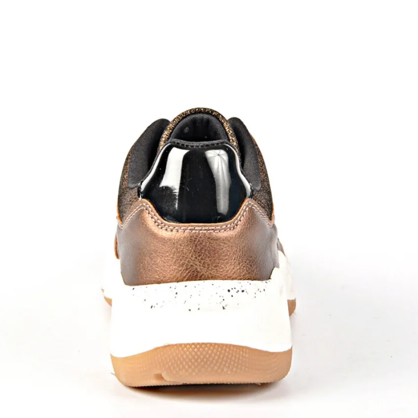 Baskets, Sneakers|GIRL TIME Baskets Sneakers Avec Effet Reptile Bronze