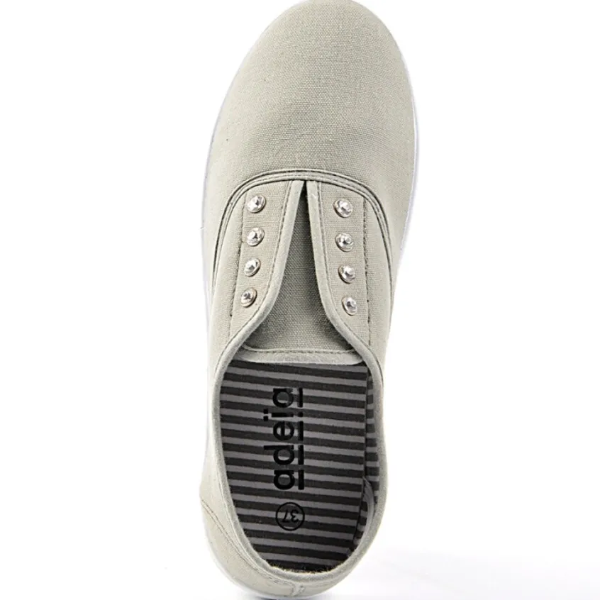 Baskets, Sneakers|STREET LIFE Baskets Tennis Femme En Toile Grise Avec Strass