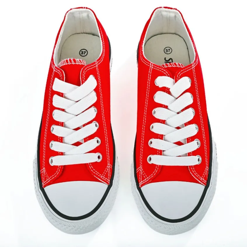 Baskets, Sneakers|STREET LIFE Baskets Tennis Toile Rouge
