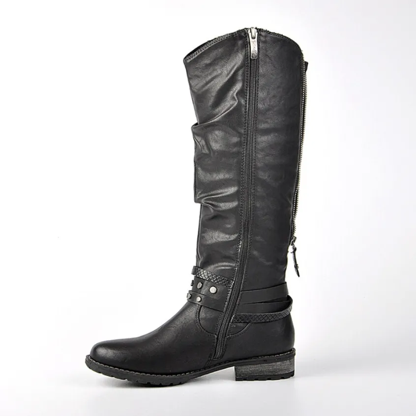 Chaussures Confort|RELIFE Bottes Plates Femme Confort Noir