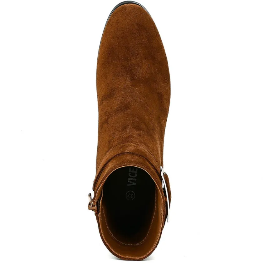 Boots, Bottines|VICE VERSA Bottines A Talon Femme Camel A Boucle