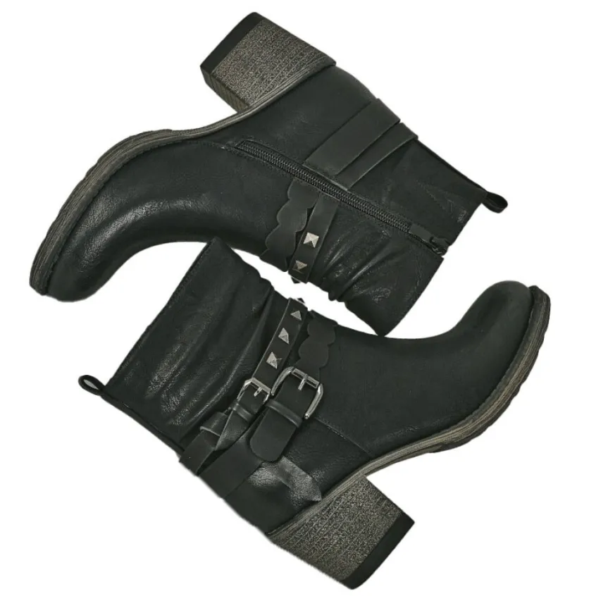 Boots, Bottines|VICE VERSA Bottines A Talon Femme Noir Style Western