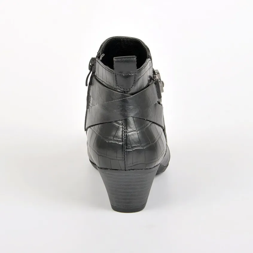 Chaussures Confort|SCALINA Bottines A Talons Avec Boucles Metalliques Noir
