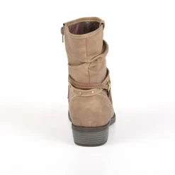 Chaussures Confort|SCALINA Bottines A Talons Avec Petits Clous Marron