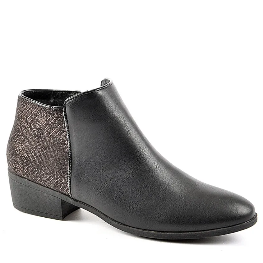 Chaussures Confort|SCALINA Bottines A Talons Bi-Matieres Noir
