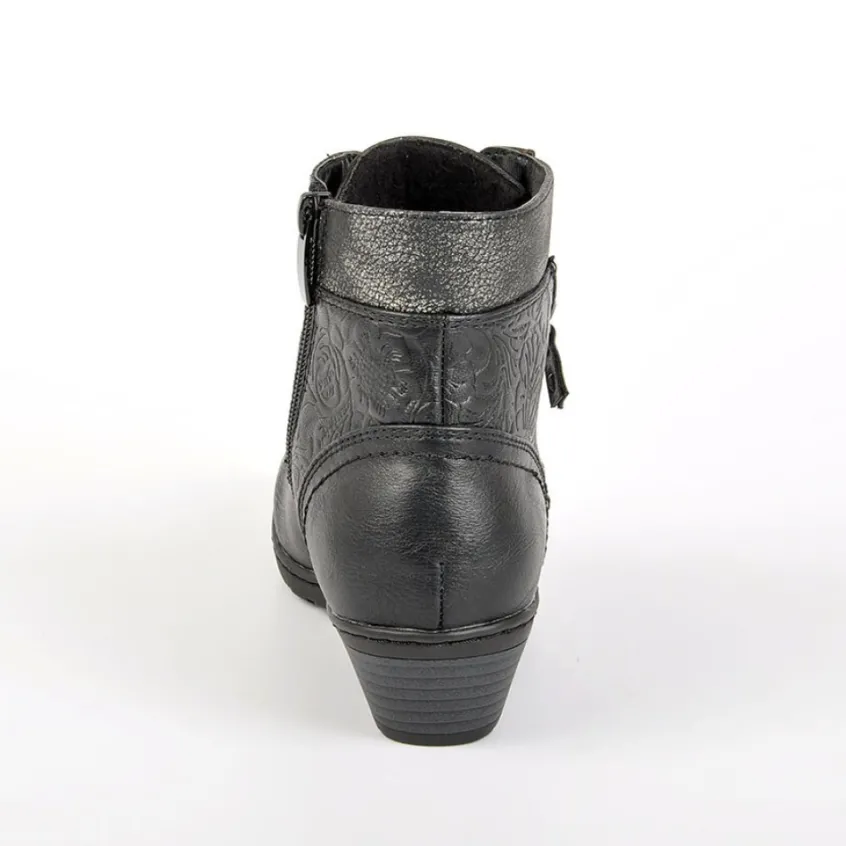Chaussures Confort|SCALINA Bottines A Talons Bi-Matieres Noir