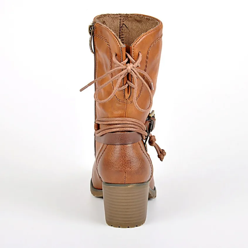 Chaussures Confort|RELIFE Bottines A Talons Femme Avec Boucle Camel