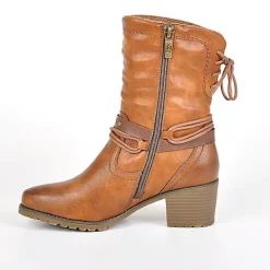 Chaussures Confort|RELIFE Bottines A Talons Femme Avec Boucle Camel