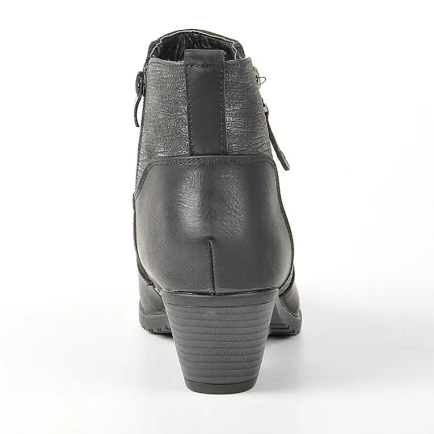 Chaussures Confort|SCALINA Bottines A Talons Femme Avec Zip Decoratif Noir