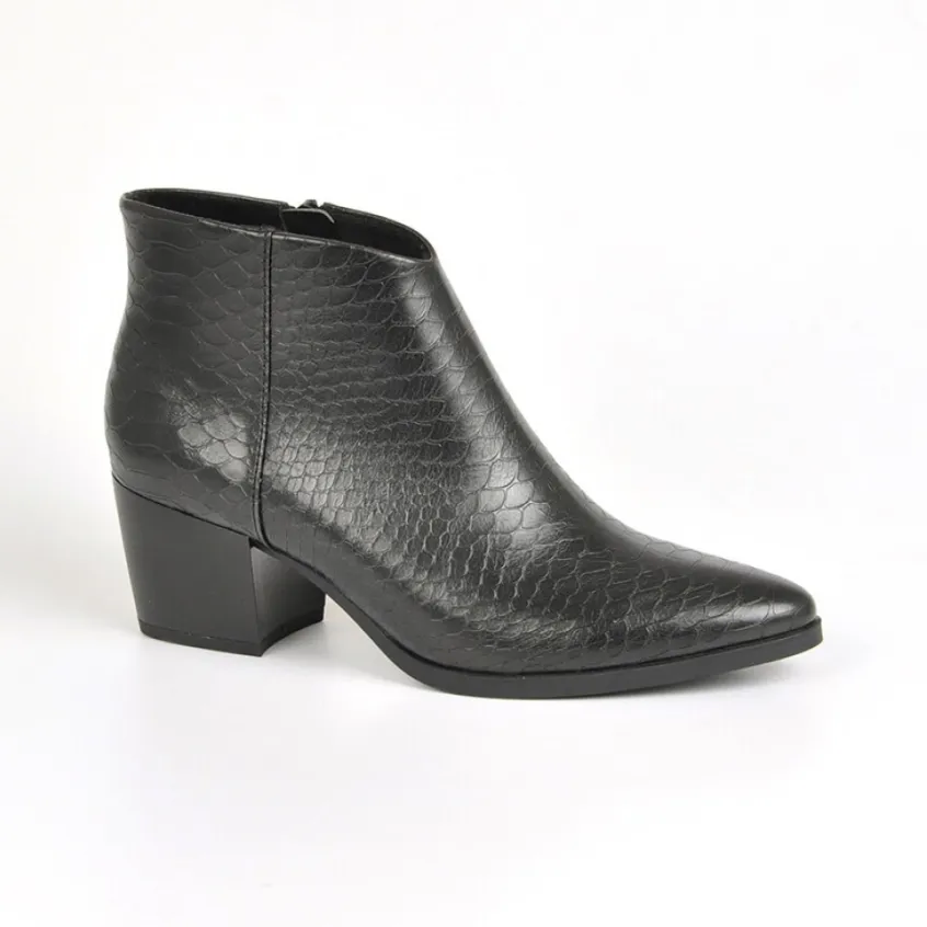 Boots, Bottines|VICE VERSA Bottines A Talons Femme Avec Effet Croco Noir