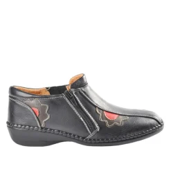 Chaussures Confort|LADY CONFORT Bottines A Talons Motifs Fleurs Noir