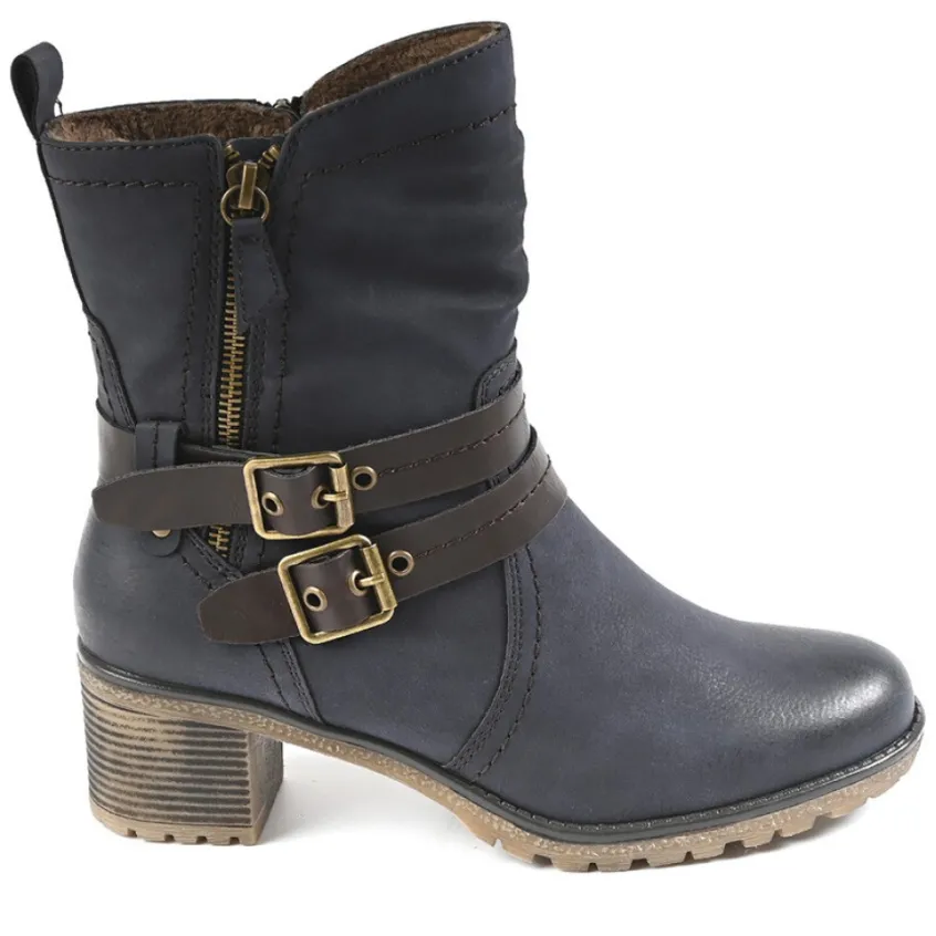 Chaussures Confort|RELIFE Bottines A Talons Bleu Marine