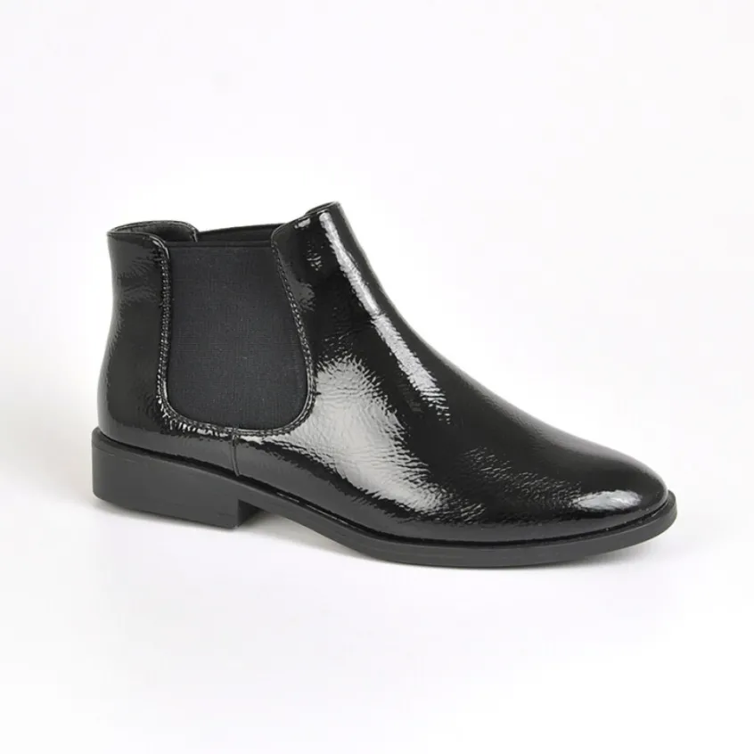Boots, Bottines|VICE VERSA Bottines Chelsea Femme Vernis Noir A Elastiques