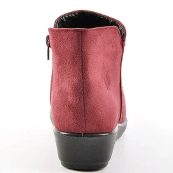 Chaussures Confort|LADY CONFORT Bottines Compensees Aspect Velours Bordeaux