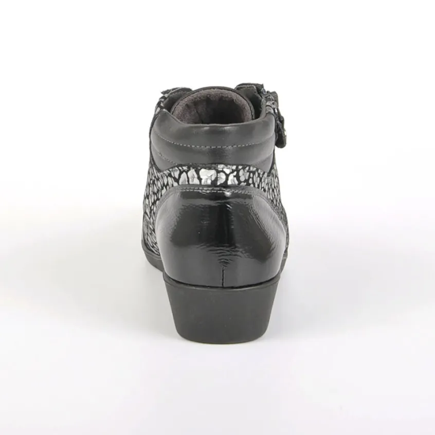 Chaussures Confort|LADY CONFORT Bottines Compensees Avec Zip Pratique Sur Le Cote Noir