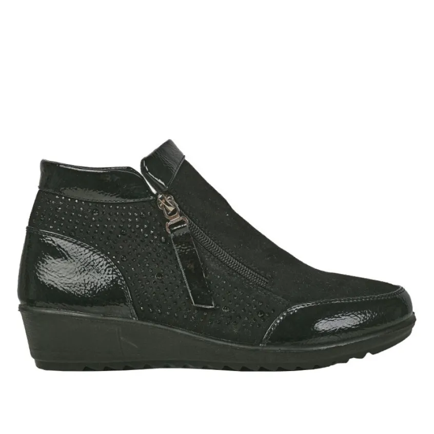 Chaussures Confort|LADY CONFORT Bottines Compensees Ultra-Leger Noir