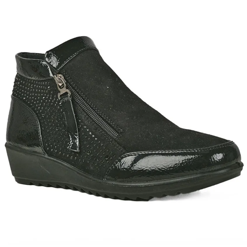 Chaussures Confort|LADY CONFORT Bottines Compensees Ultra-Leger Noir
