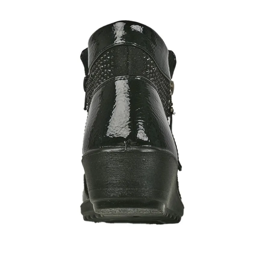 Chaussures Confort|LADY CONFORT Bottines Compensees Ultra-Leger Noir