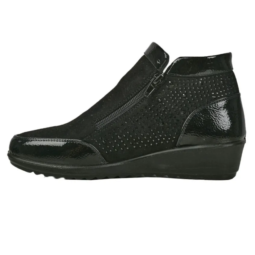 Chaussures Confort|LADY CONFORT Bottines Compensees Ultra-Leger Noir