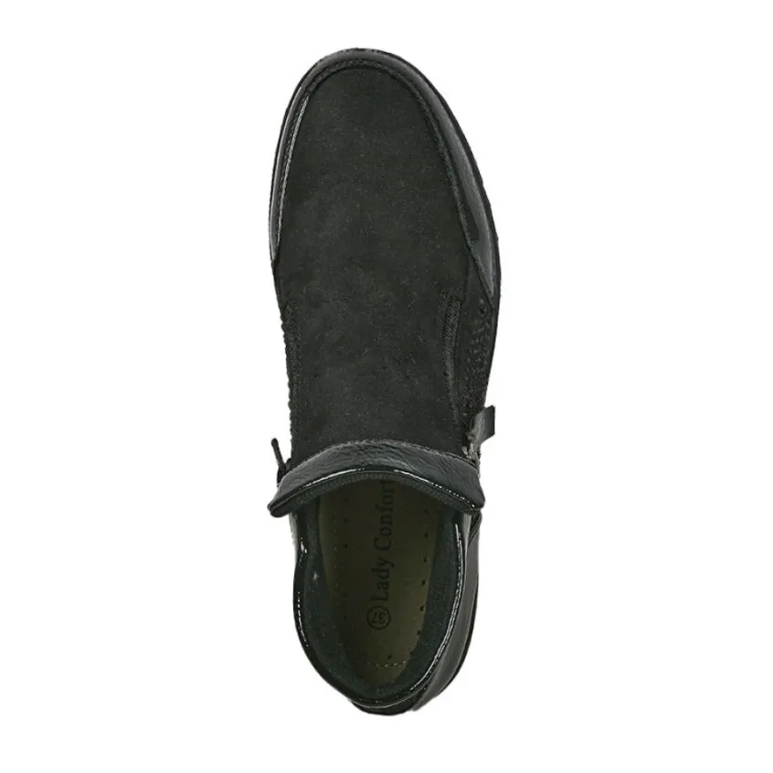 Chaussures Confort|LADY CONFORT Bottines Compensees Ultra-Leger Noir