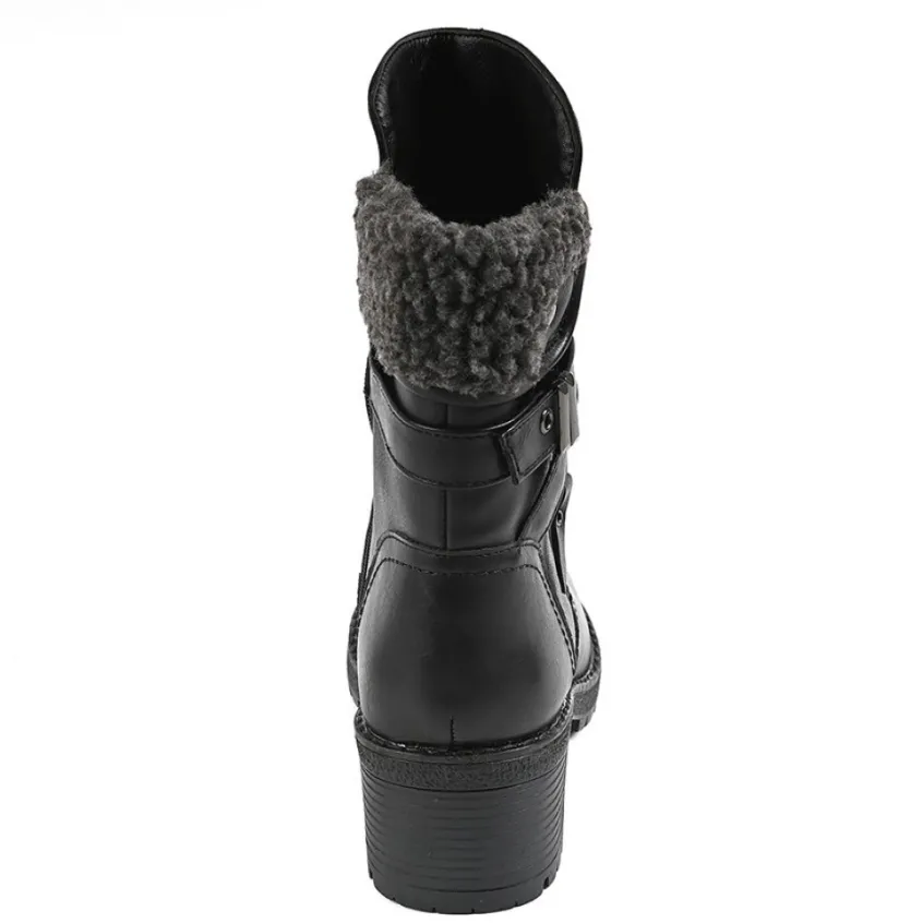 Boots, Bottines|VICE VERSA Bottines Femme A Talons Avec Col Fausse Fourrure Noir