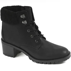Boots, Bottines|VICE VERSA Bottines Femme A Talons Avec Col Fausse Fourrure Noir
