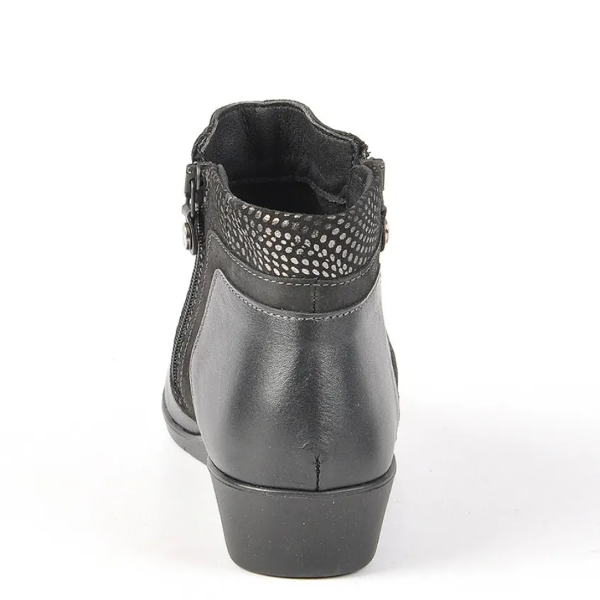 Chaussures Confort|LADY CONFORT Bottines Femme Compensees Avec Zip Sur Le Cote Confort Noir