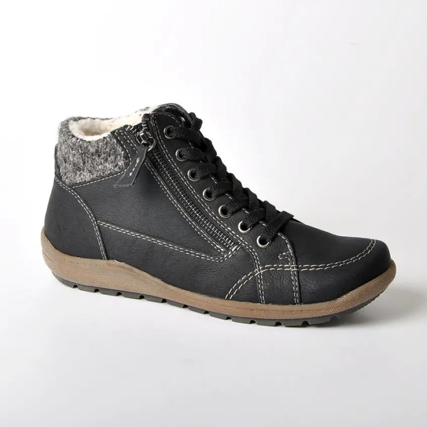 Chaussures Confort|SCALINA Bottines Plates Avec Col Tricot Noir
