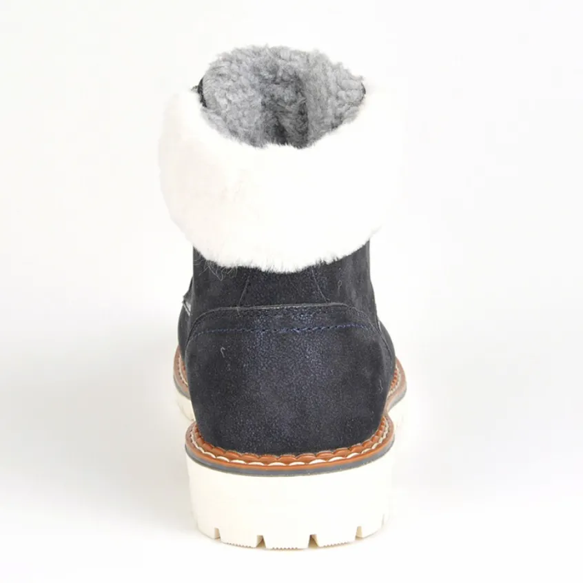 Boots, Bottines|OUTSHOES Bottines Plates Avec Col Fausse Fourrure Bleu Marine