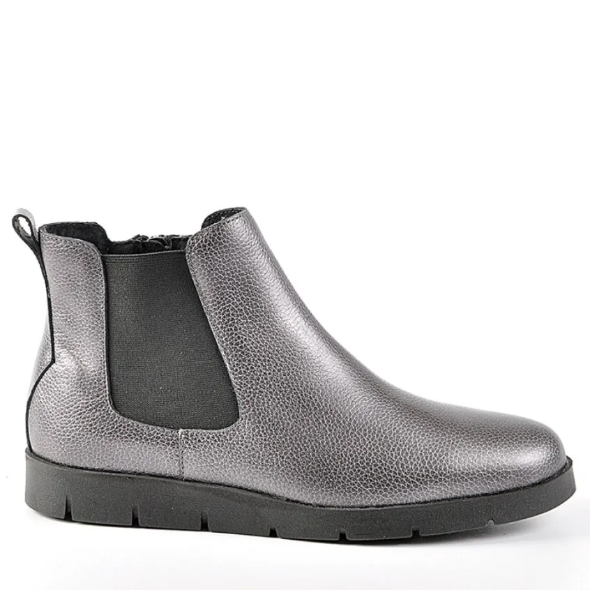 Chaussures Confort|SCALINA Bottines Plates Avec Elastiques Argente