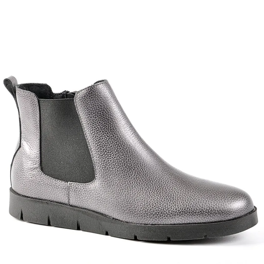 Chaussures Confort|SCALINA Bottines Plates Avec Elastiques Argente