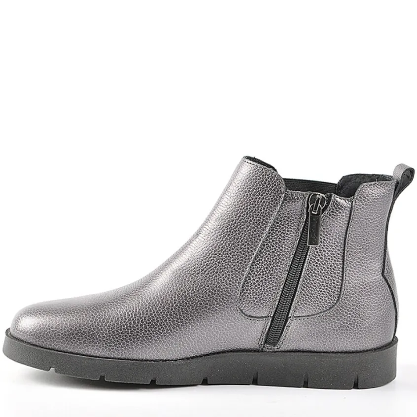 Chaussures Confort|SCALINA Bottines Plates Avec Elastiques Argente