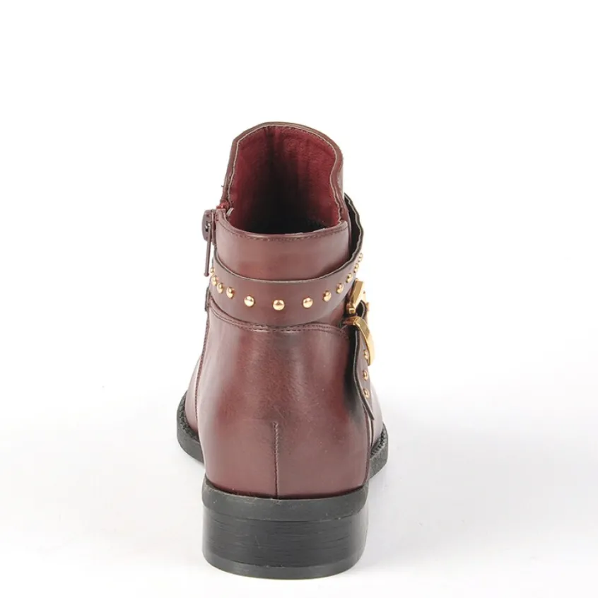 Boots, Bottines|VICE VERSA Bottines Plates Avec Petits Clous Bordeaux