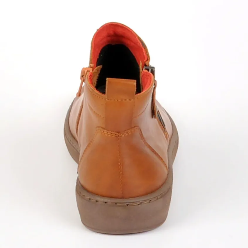 Chaussures Confort|RELAXSHOE Bottines Plates Avec Zip Pratique Sur Le Cote Camel