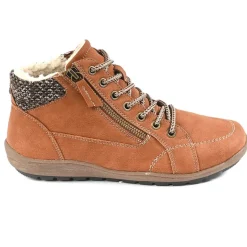 Chaussures Confort|SCALINA Bottines Plates Femme Avec Zip Pratique Sur Le Cote Brique