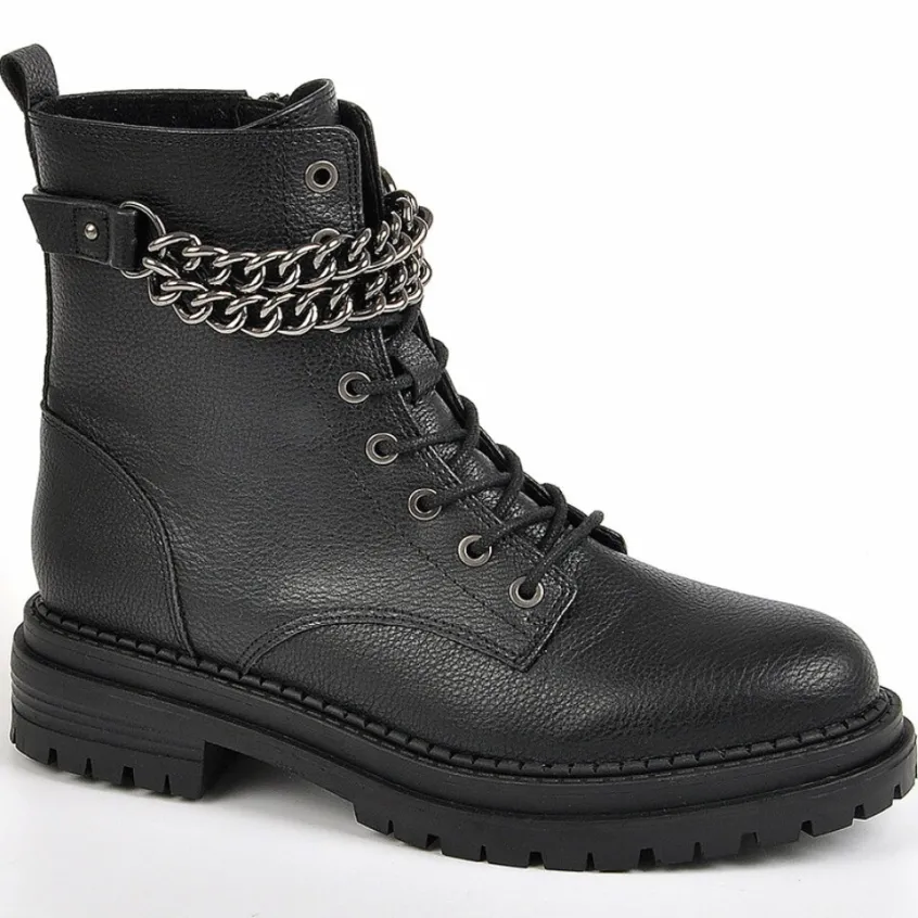 Boots, Bottines|VICE VERSA Bottines Plates Femme Avec Chaines Noir
